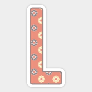 MONOGRAM LETTER L PINK FLORAL TYPOGRAPHY DESIGN Sticker